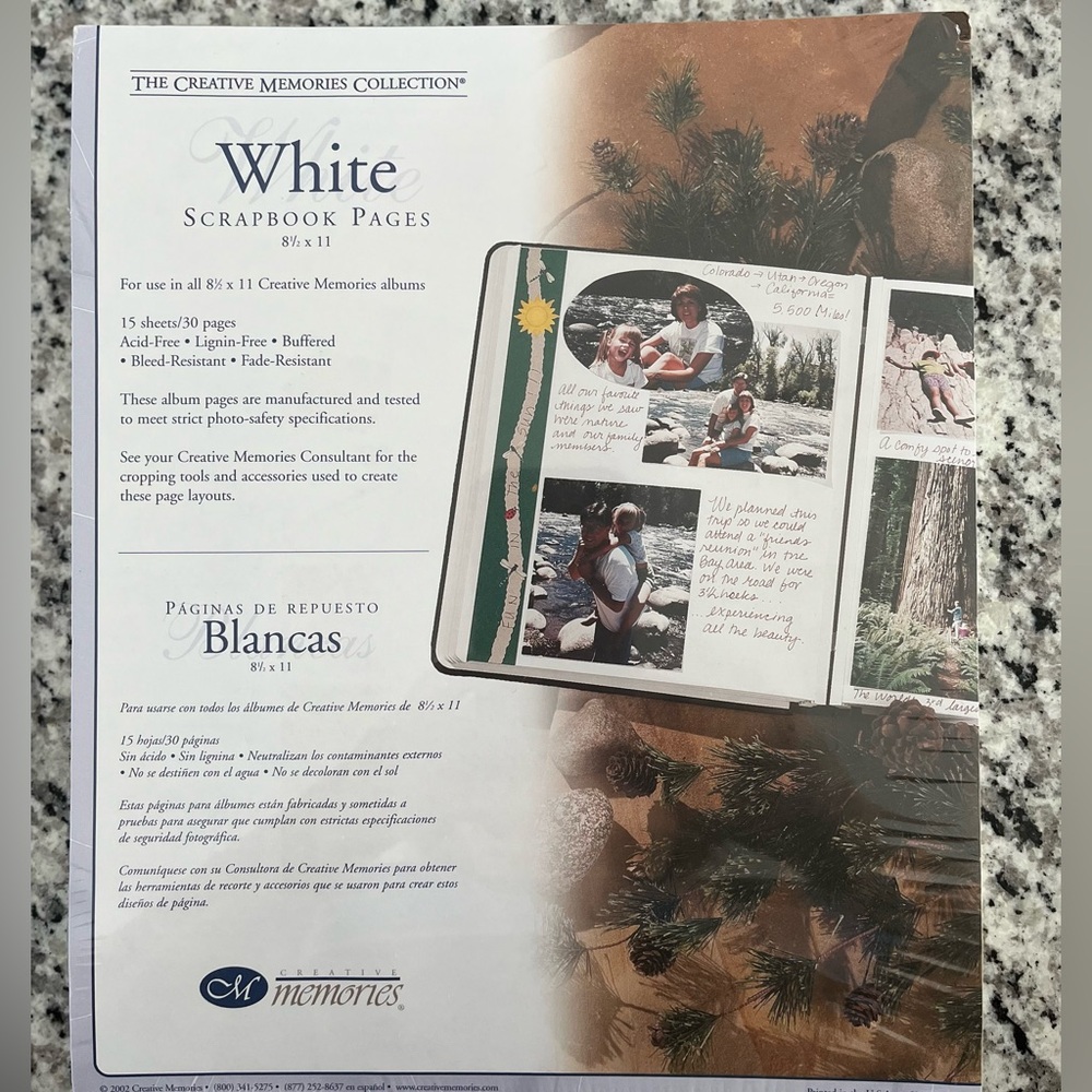 New still in package Creative Memories pages, 8 1/2”x 11”, white.